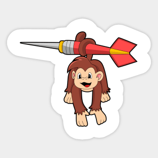 Monkey at Darts with Dart Sticker